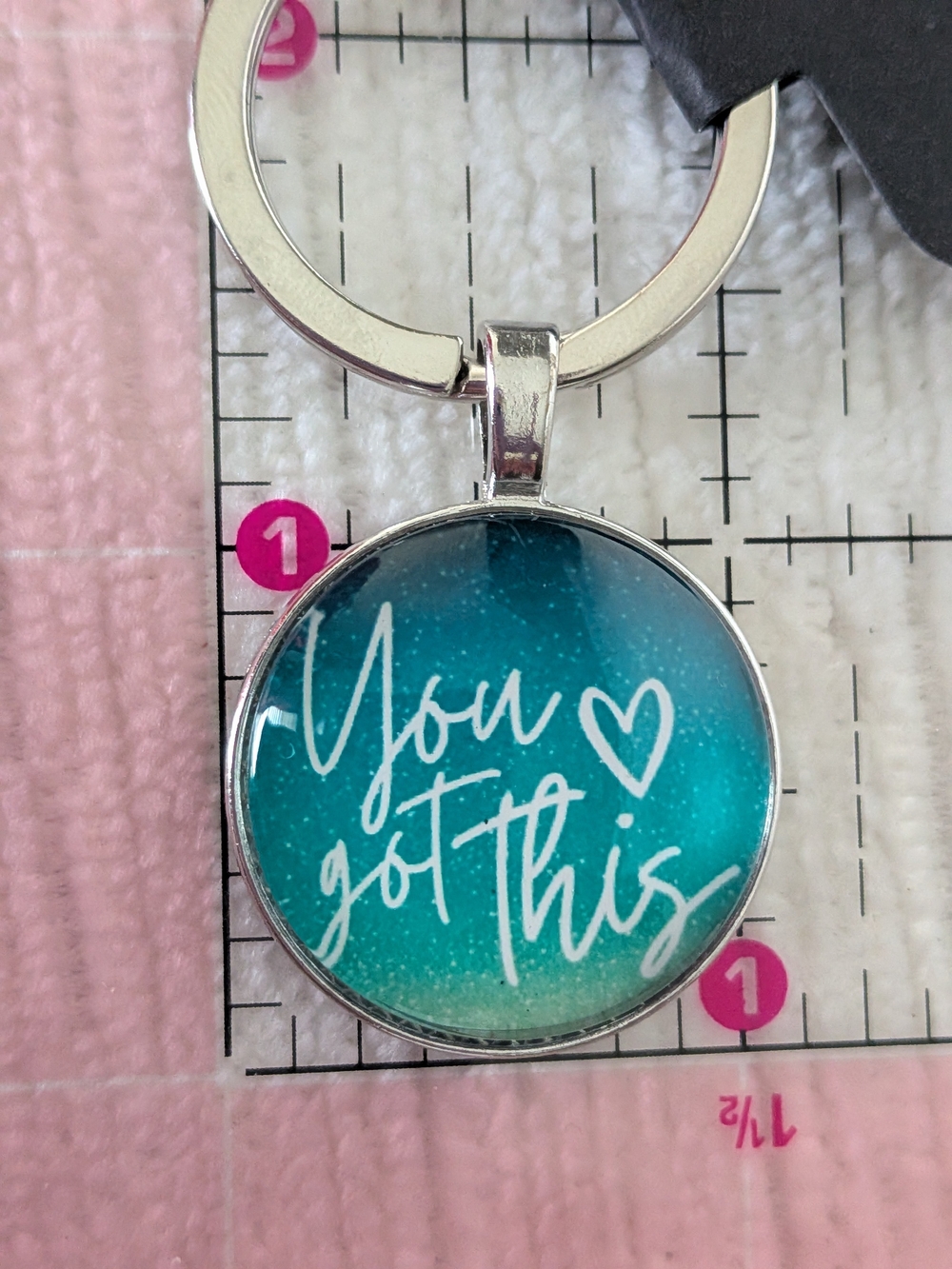 Inspirational "You Got This" Keychain Teal Blue Swivel Clasp Metal Glass - Picture 7 of 7